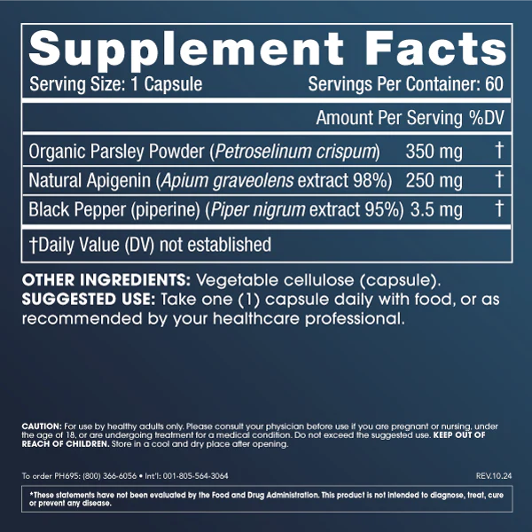 Full Spectrum Apigenin Plus - 250 mg, 60 capsules - Image 2