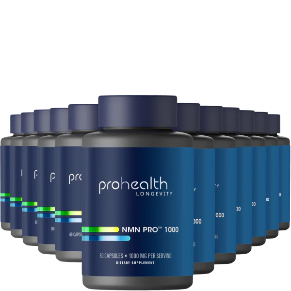 NMN Pro 1000™ - Uthever® NMN, 1000 mg per serving, 60 capsules - 12-Pack